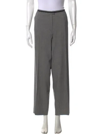 Pre-owned Escada Virgin Wool Wide Leg Pants In Grey