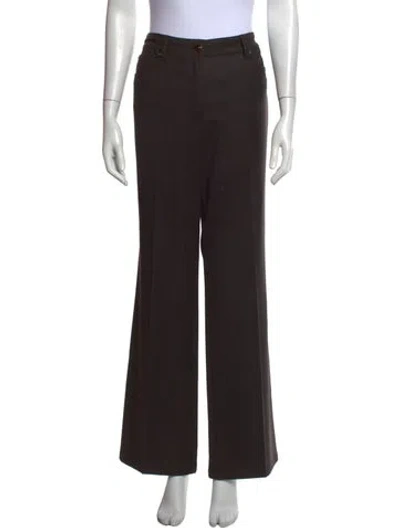 Pre-owned Escada Virgin Wool Wide Leg Pants In Grey