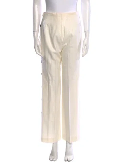 Pre-owned Escada Virgin Wool Wide Leg Pants In Neutral
