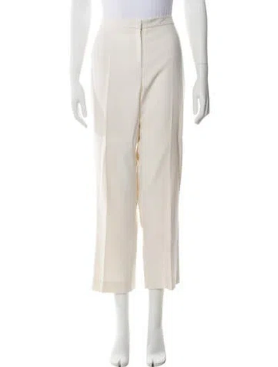Pre-owned Escada Virgin Wool Wide Leg Pants In Neutral