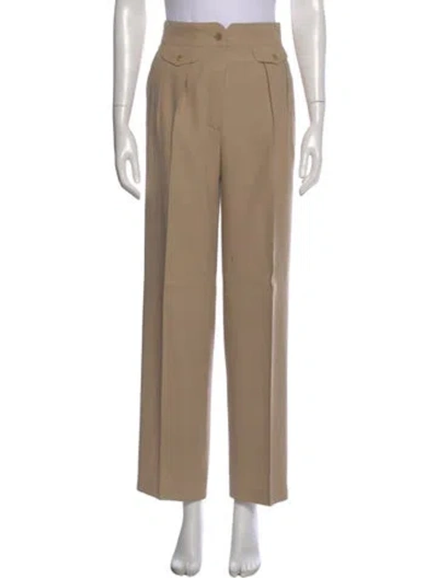 Pre-owned Escada Virgin Wool Wide Leg Pants In Neutral