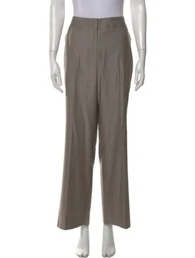 Pre-owned Escada Virgin Wool Wide Leg Pants In Neutral