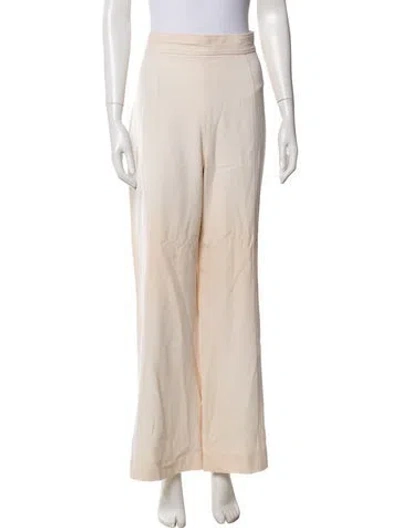 Pre-owned Escada Virgin Wool Wide Leg Pants In Neutral