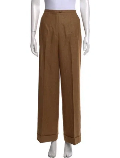 Pre-owned Escada Virgin Wool Wide Leg Pants In Neutrals