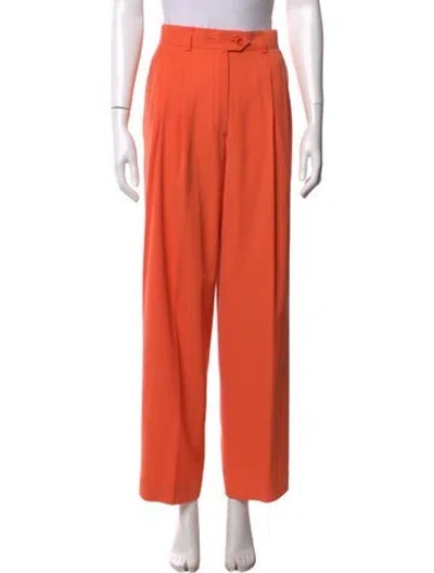 Pre-owned Escada Virgin Wool Wide Leg Pants In Orange