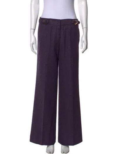 Pre-owned Escada Virgin Wool Wide Leg Pants In Purple