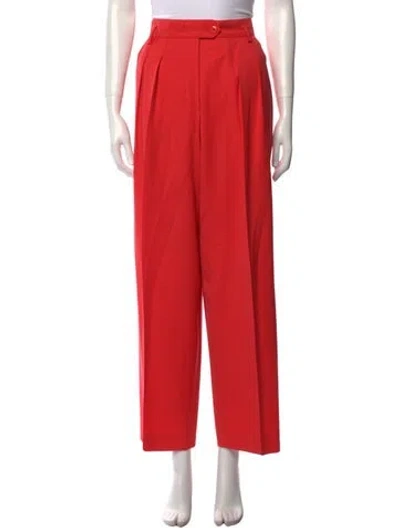 Pre-owned Escada Virgin Wool Wide Leg Pants In Red