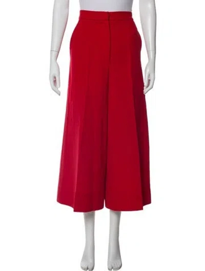 Pre-owned Escada Virgin Wool Wide Leg Pants In Red