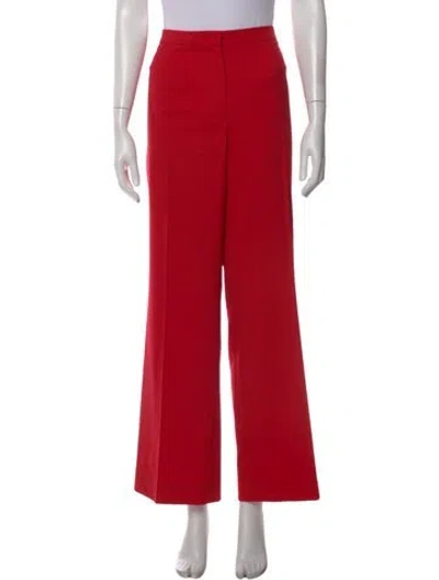 Pre-owned Escada Virgin Wool Wide Leg Pants In Red