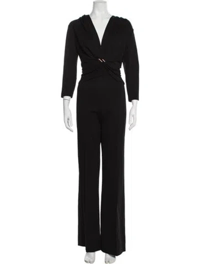 Pre-owned Escada V-neck Jumpsuit In Black