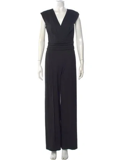 Pre-owned Escada V-neck Jumpsuit In Black