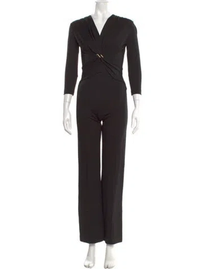 Pre-owned Escada V-neck Jumpsuit In Black