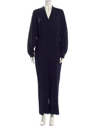 Pre-owned Escada V-neck Jumpsuit In Blue