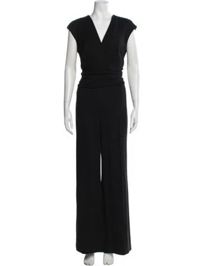 Pre-owned Escada V-neck Jumpsuit In Blue