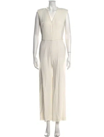 Pre-owned Escada V-neck Jumpsuit In Neutral
