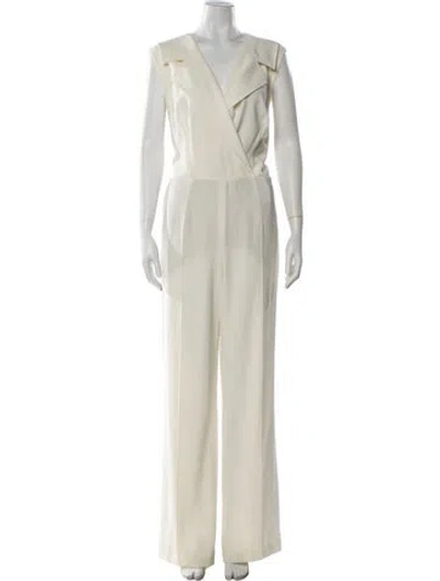 Pre-owned Escada V-neck Jumpsuit In Neutrals