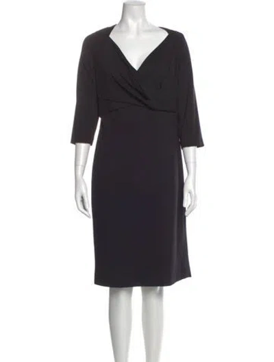 Pre-owned Escada V-neck Knee-length Dress In Black