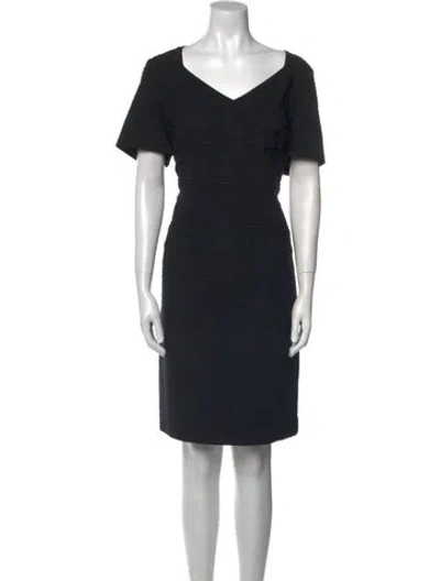 Pre-owned Escada V-neck Knee-length Dress In Black
