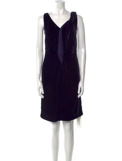 Pre-owned Escada V-neck Knee-length Dress In Black