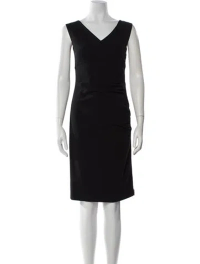 Pre-owned Escada V-neck Knee-length Dress In Black
