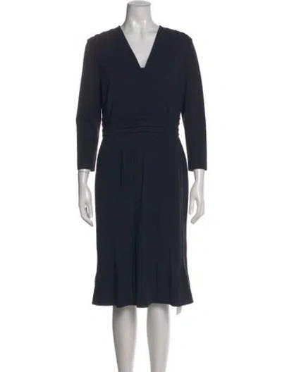 Pre-owned Escada V-neck Knee-length Dress In Black