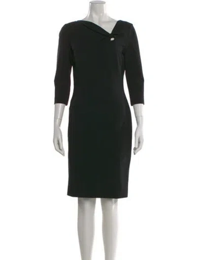 Pre-owned Escada V-neck Knee-length Dress In Black