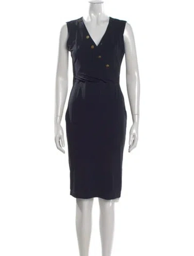Pre-owned Escada V-neck Knee-length Dress In Black