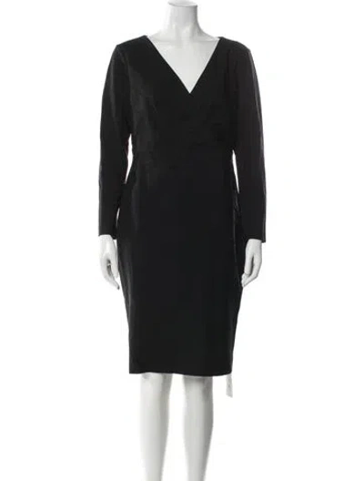 Pre-owned Escada V-neck Knee-length Dress In Black