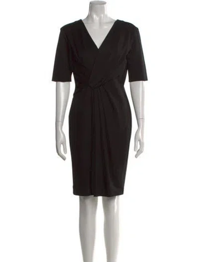 Pre-owned Escada V-neck Knee-length Dress In Black