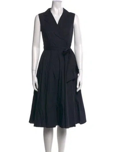 Pre-owned Escada V-neck Knee-length Dress In Black