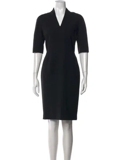 Pre-owned Escada V-neck Knee-length Dress In Black