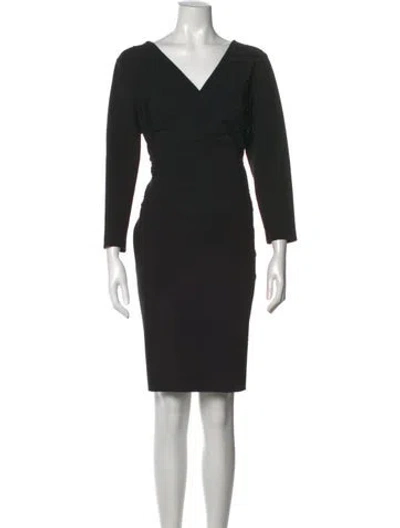 Pre-owned Escada V-neck Knee-length Dress In Black