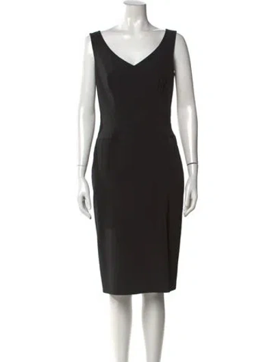 Pre-owned Escada V-neck Knee-length Dress In Black