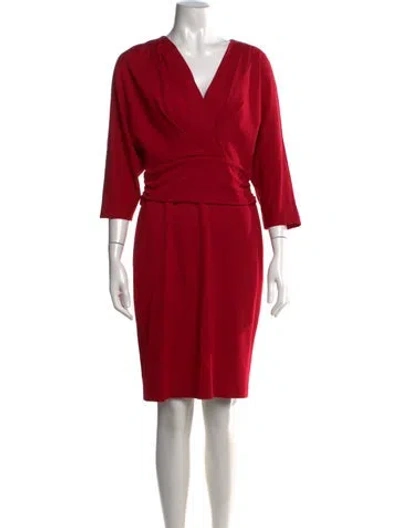 Pre-owned Escada V-neck Knee-length Dress In Black