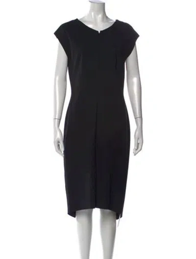 Pre-owned Escada V-neck Knee-length Dress In Black