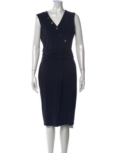 Pre-owned Escada V-neck Knee-length Dress In Black