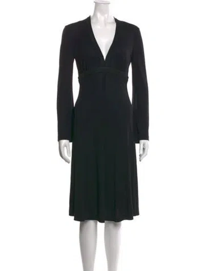 Pre-owned Escada V-neck Knee-length Dress In Black