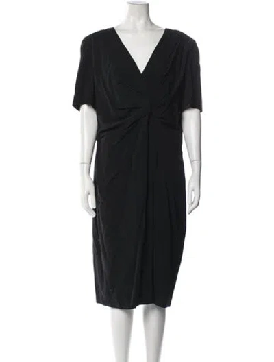 Pre-owned Escada V-neck Knee-length Dress In Black