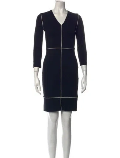Pre-owned Escada V-neck Knee-length Dress In Black
