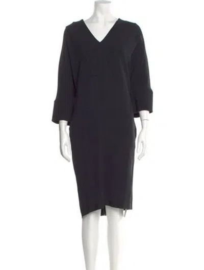 Pre-owned Escada V-neck Knee-length Dress In Blue