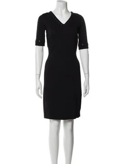 Pre-owned Escada V-neck Knee-length Dress In Blue