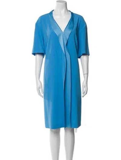 Pre-owned Escada V-neck Knee-length Dress In Blue
