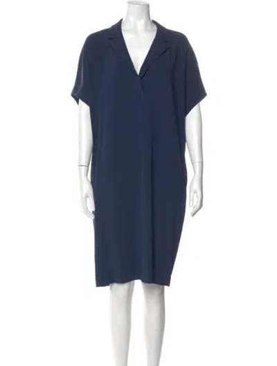 Pre-owned Escada V-neck Knee-length Dress In Blue