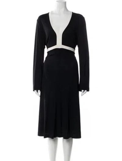 Pre-owned Escada V-neck Knee-length Dress In Blue