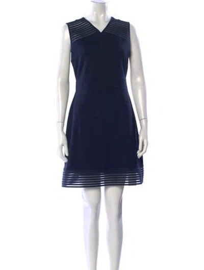 Pre-owned Escada V-neck Knee-length Dress In Blue