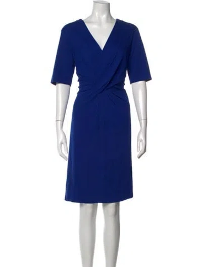 Pre-owned Escada V-neck Knee-length Dress In Blue