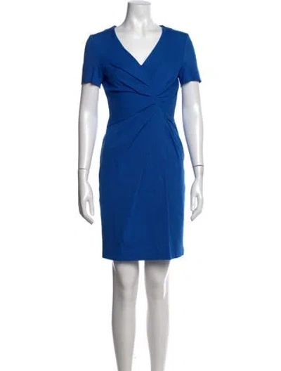 Pre-owned Escada V-neck Knee-length Dress In Blue