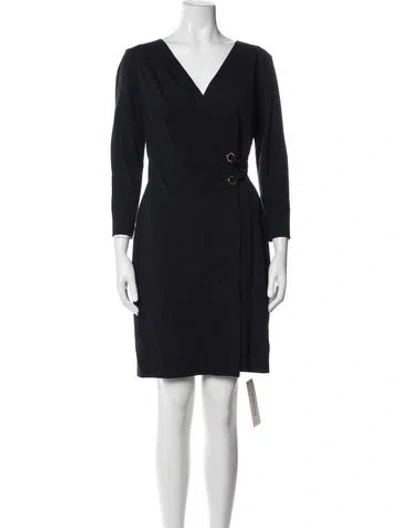 Pre-owned Escada V-neck Knee-length Dress In Blue