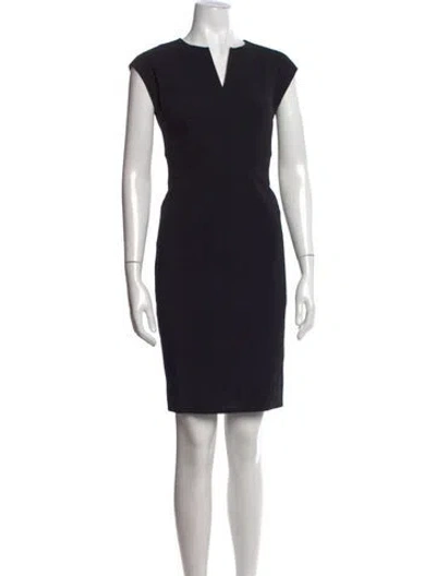Pre-owned Escada V-neck Knee-length Dress In Blue