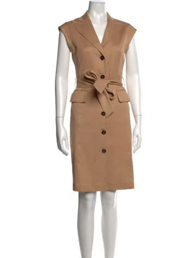 Pre-owned Escada V-neck Knee-length Dress In Brown